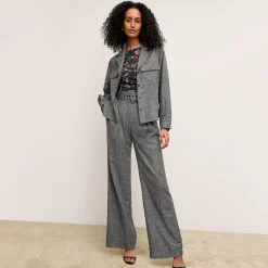 M.M.LaFleur Suiting|The Bia Pleated Trouser - Crosshatch Suiting