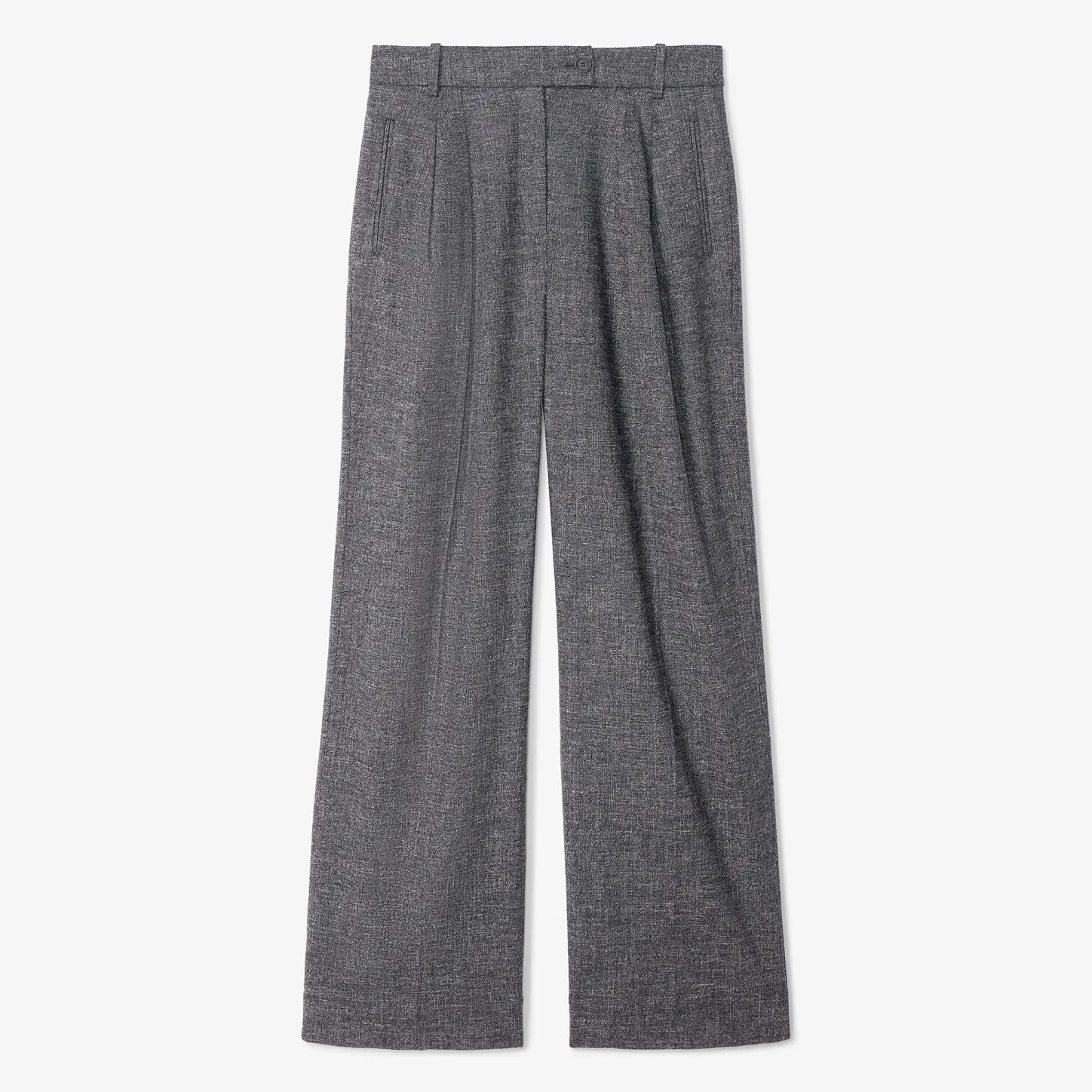 M.M.LaFleur Suiting|The Bia Pleated Trouser - Crosshatch Suiting