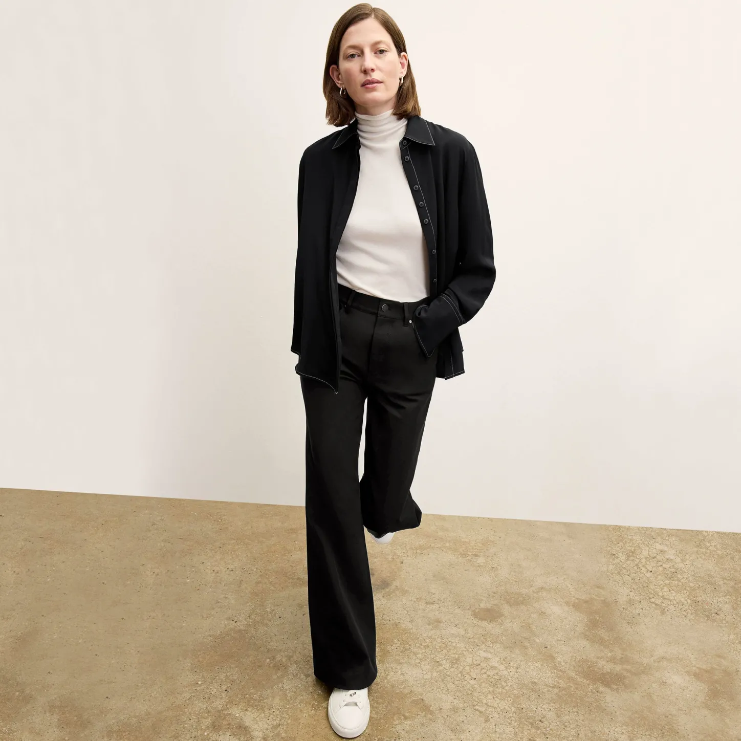 M.M.LaFleur Tops|The Mira Top - Washable Silk Top Stitch