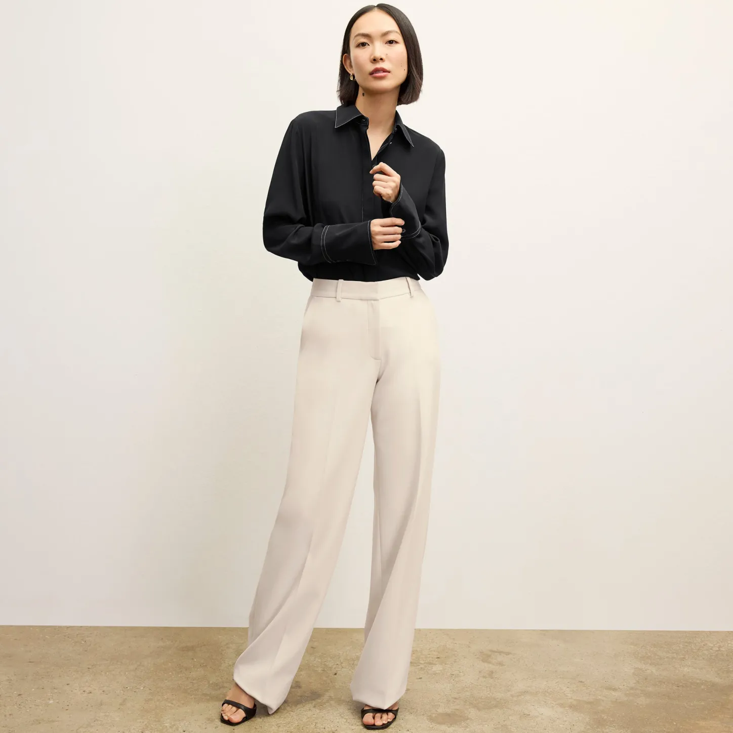 M.M.LaFleur Tops|The Mira Top - Washable Silk Top Stitch